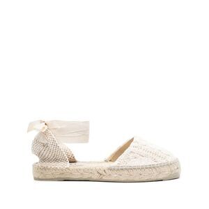 MANEBI Women's Lace Espadrille Flat Sandals Women Beige